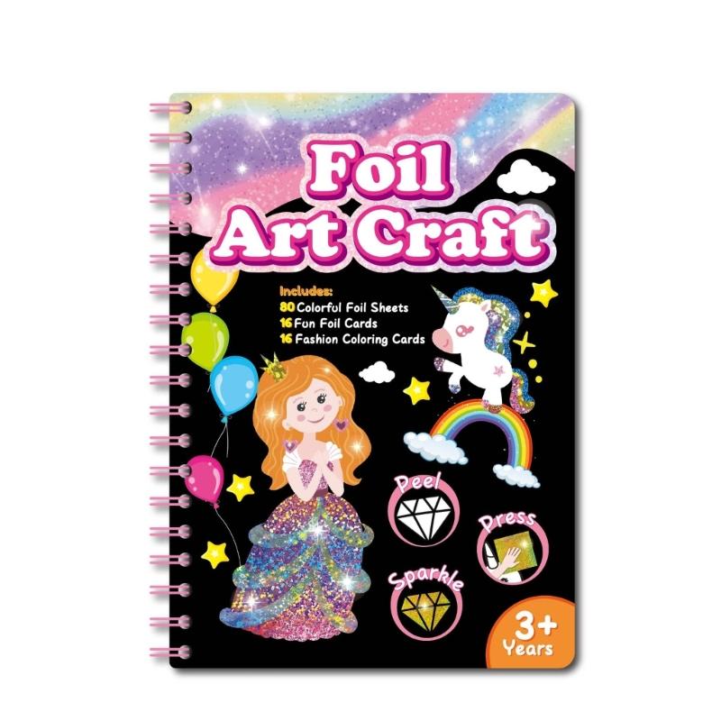 

Colorful Theme Coloring Pad Featuring Animal And Scene Imaging For Foil Art Craft Activity Enhancing Children Creativity