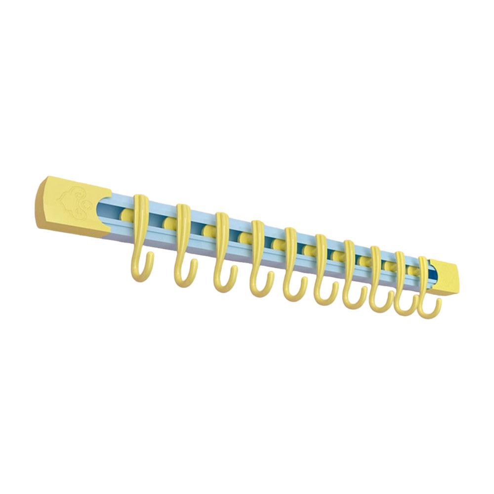 Multifunctional Dopamine Sliding Hook Dopamine Slide Rail Punch-free Kitchen Cabinet Door Hanger with 10 Hooks Wall Hanging Hook
