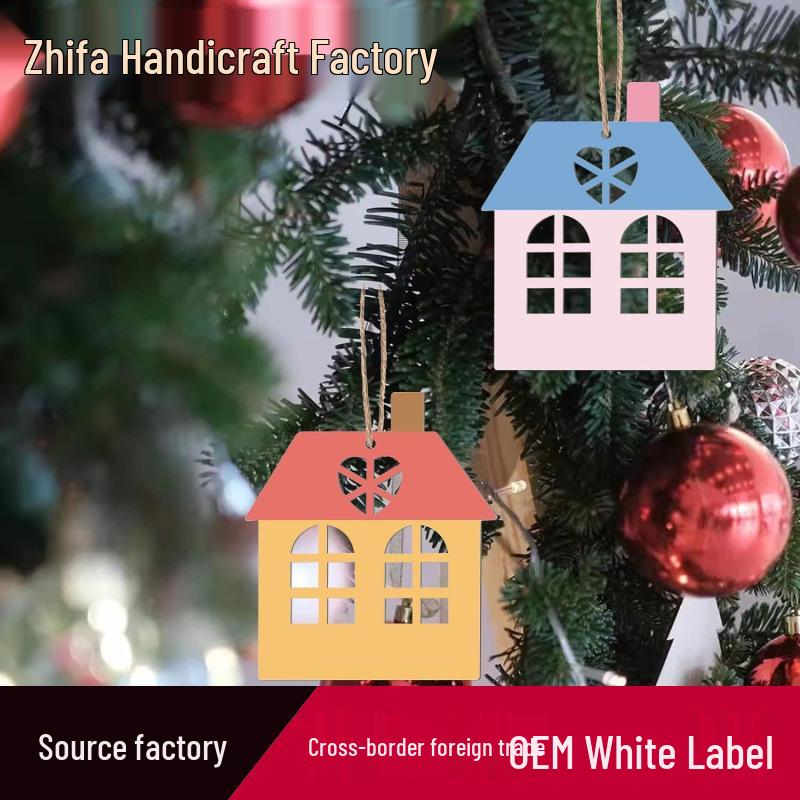 House-Shaped Wooden Pendant: Blank Wood Slice for Christmas, Valentine's, Thanksgiving, or Birthday Party Decoration