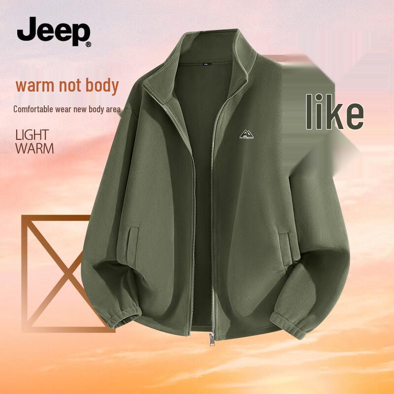 JEEP Men s Stand Collar Double Fleece Jacket 2XL