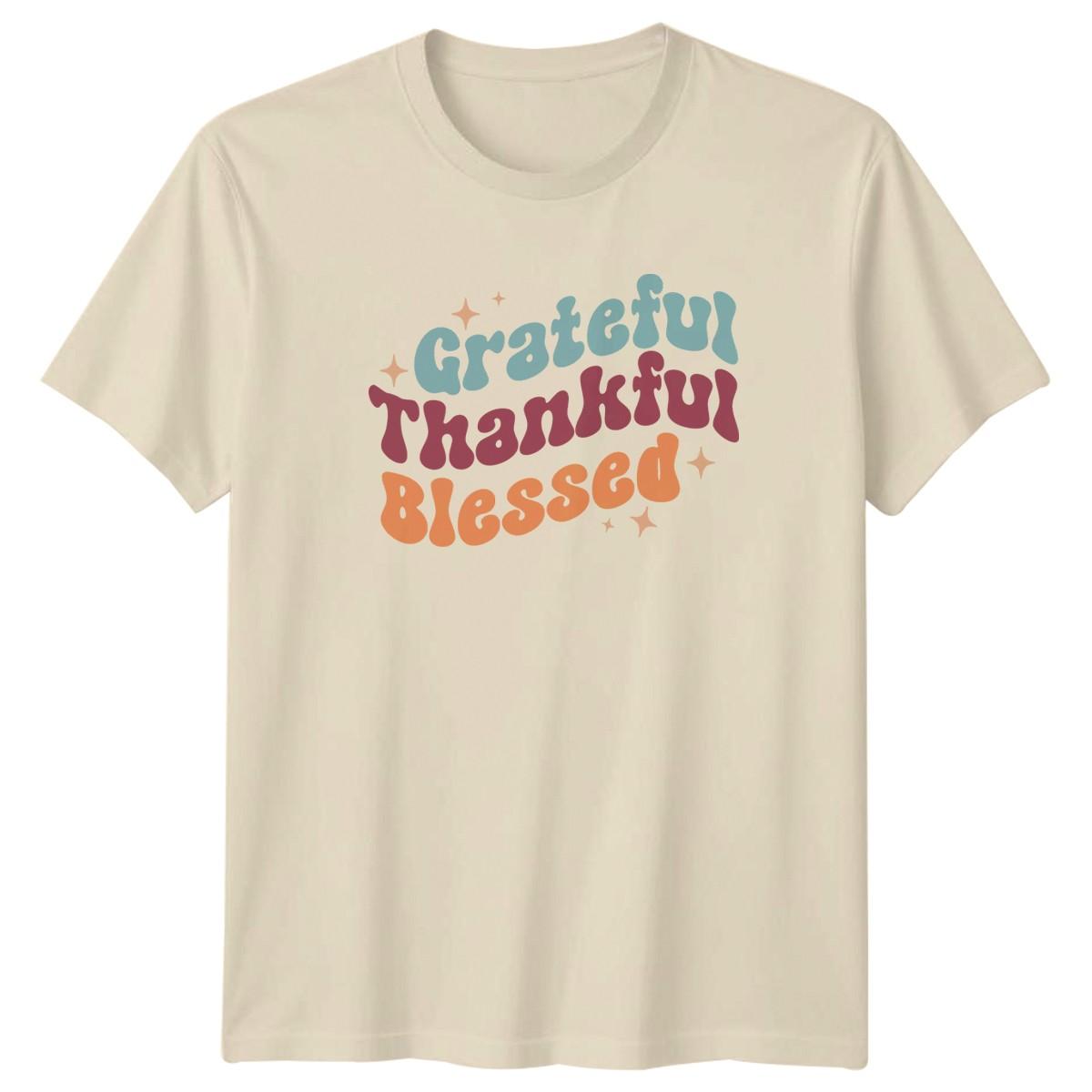 Grateful Thankful Blessed T-Shirt Retro Style Inspirational Lifestyle Birthday S