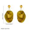Gold Ball Stud Drop Earrings with Olive Green Resin Charm for Women
