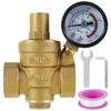DN20/DN15 Adjustable Brass Water Pressure Regulator Valve with Gauge 3/4" 1/2"Universal Thread Connector for Home Hot and Cold W