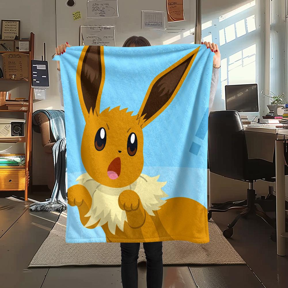 Eevee Print Flannel Blanket, High Quality Comfortable for All Seasons, Home Decor, Warmth and Comfort