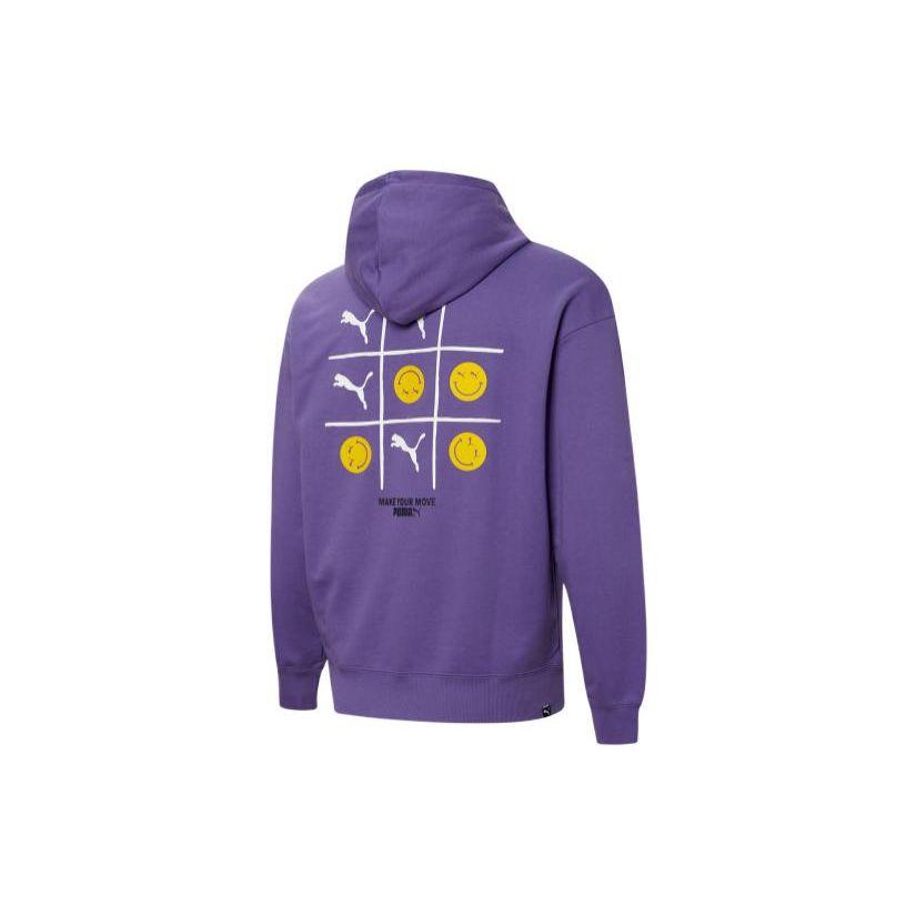 Puma Letter Logo Printed Hooded Long Sleeve Sweatshirt Unisex sweatshirt Violet 530368-13