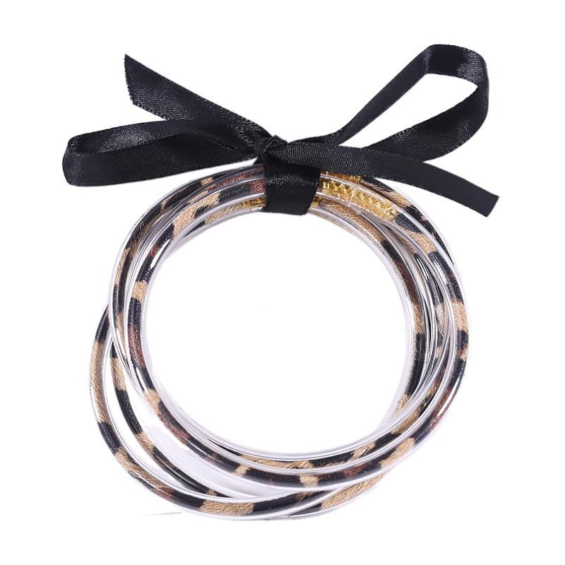 Multilayer Silicone Gold Powder Bracelet Ribbon Set Ladies Bow Christmas Bracelet Bracelet
