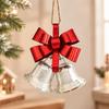 Three-Dimensional Metal Christmas Bowknot Decoration with 2 Iron Bells and Top Hanging Loop for Storefronts and Hotel Lobbies