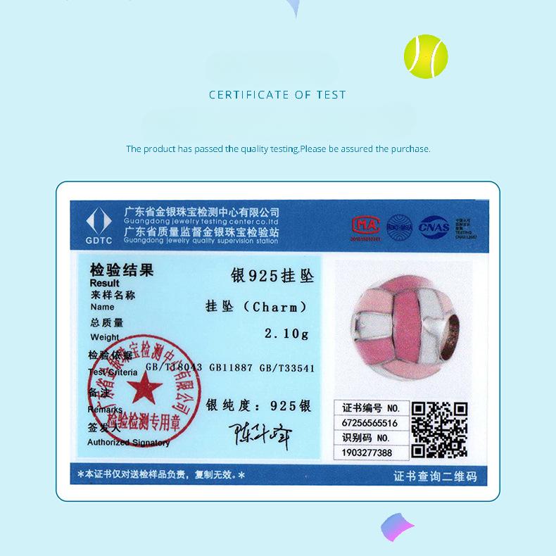 Różowe Siatkówka DIY Koralikowe Akcesoria, Słodki Sportowy Styl S925 Srebro Próby Koraliki Luźne Koraliki