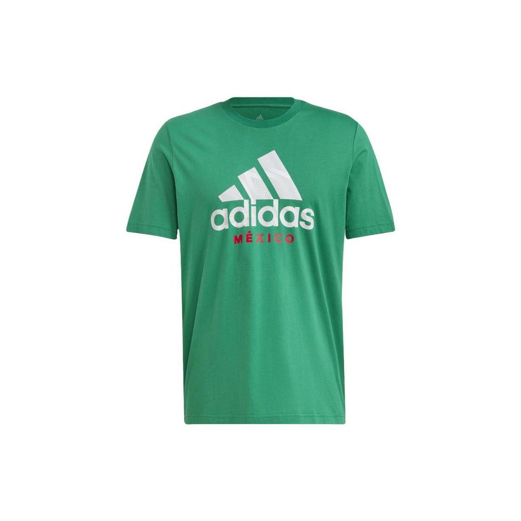 Adidas T Shirts Men's Green Crew Neck Moderate Straight Fit HU0281