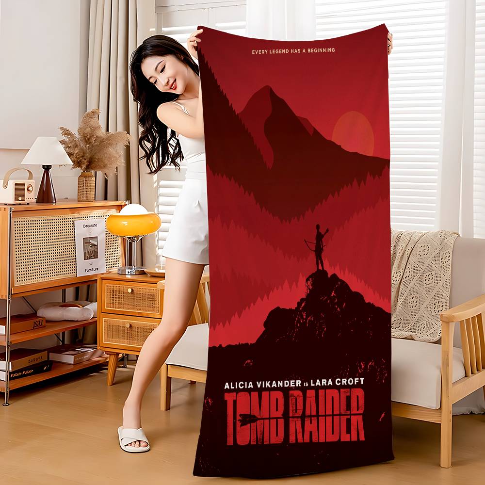 Tomb Raider Anime Microfiber Beach Towel Absorbent Quick dry Soft Yoga Swimming Resort Mountain Climbing Towel