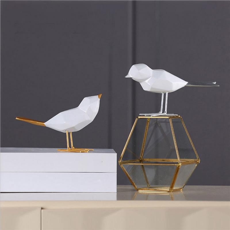 AEE4-Modern Cute Bird Statues European Decorations Geometric Animal Statues Office Sculptures Abstract Decoration