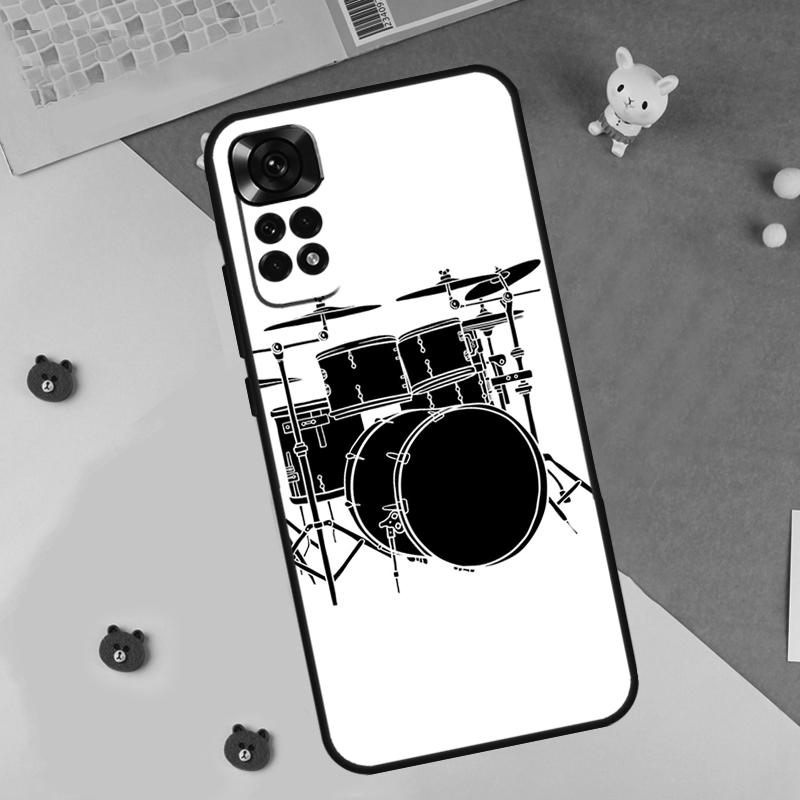Musical Instrument Drum Case For Xiaomi Redmi Note 13 14 9 10 11 12 Pro 10S 11S 12S Cover For Redmi 13C 10C 12C 14C