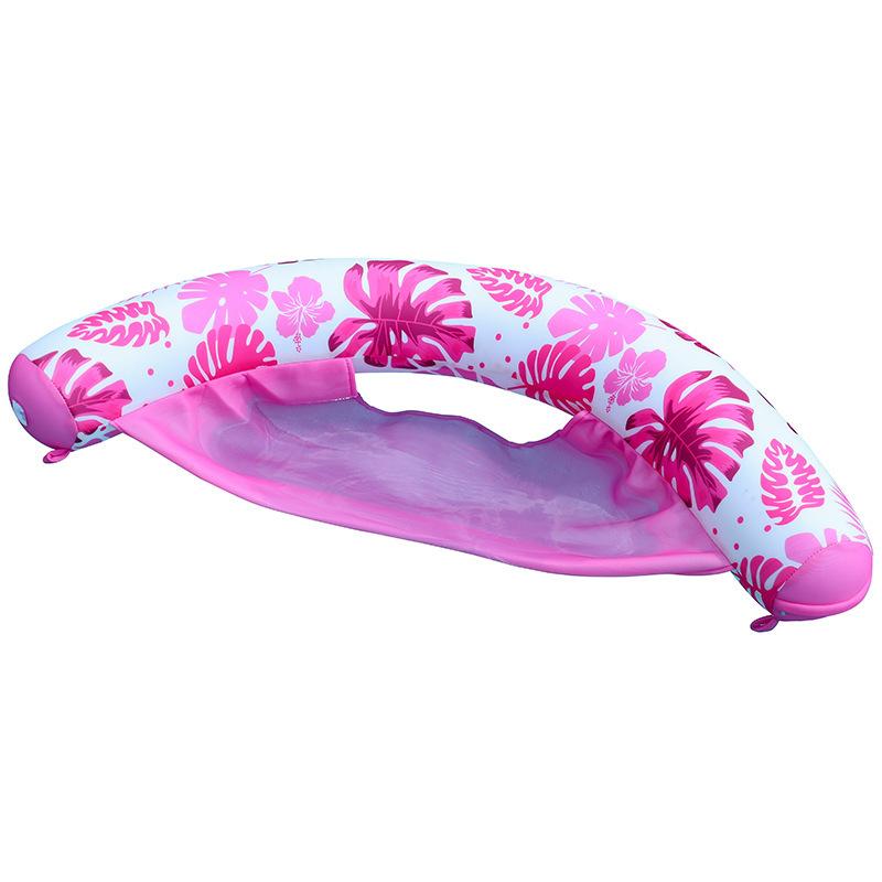 Inflatable U Shaped Pool Float Water Hammock Leaf Pattern Floating Lounge Chair Floating Raft Bed 1pc 112x19cm