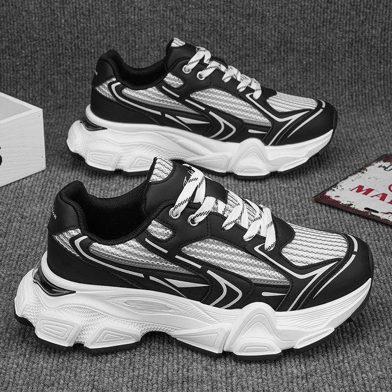 Hong Kong Style Dad Shoes Men's Summer Breathable 2024 New Mesh Sports Shoes Teenagers Heightening Platform Casual Trendy Shoes