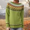 Ladies' Fashion Sweater, Round Neck,Loose Pullover Long-sleeved Knitted Sweater