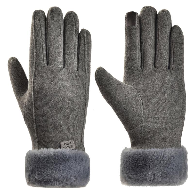 Damen Winterhandschuhe aus dickem Plüsch, modisch, warm, Wildleder, Outdoor, Guantes, Lady, Touchscreen, Fahrhandschuhe, Sport, Radfahren