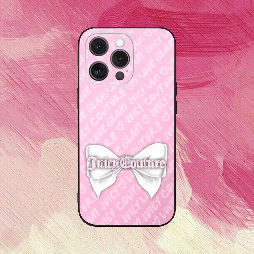 Juicy-12 C-Couture Phone Case  For iPhone17,16,15,14,13,12,11 Plus,Pro Max Soft Black Cover