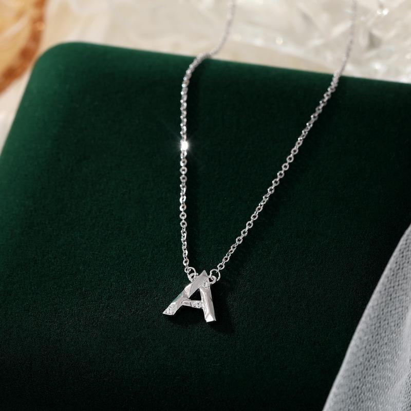 Banyan Tree S925 Silber Halskette mit englischen Buchstaben und Diamanten – Elegante und vielseitige Schlüsselbeinkette für Damen