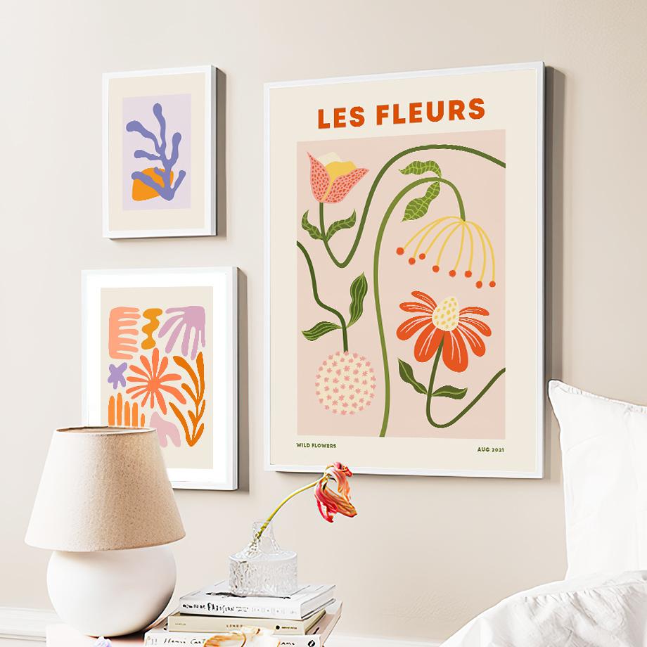 Abstrat Les Fleurs Coral Leaf Floral Botanical Posters And Prints Wall Art Canvas Painting For Living Room Decorative Pictures