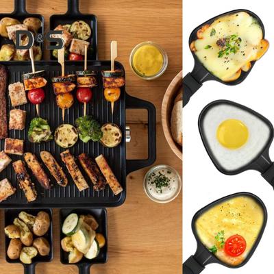 1/4-teilige Mini-Grillpfanne für Raclettes, antihaftbeschichtete Grillplatte, quadratische Dreiecksform, Zubehör zum Schmelzen von Käse