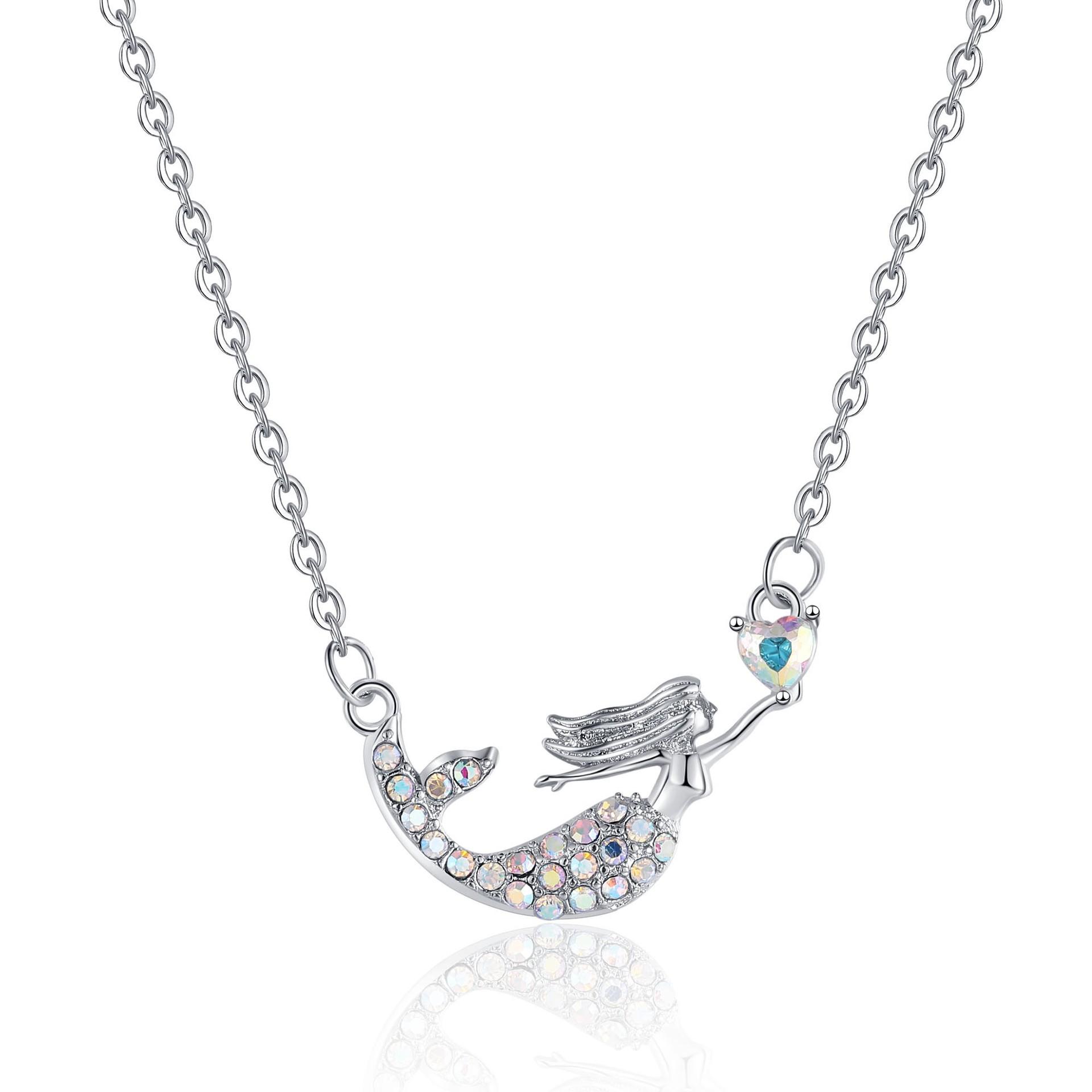 

Новое ожерелье с бриллиантами в стиле «русалка» и бриллиантовой подвеской в виде рыбьего хвоста Ocean Princess Love на цепочке на ключицу