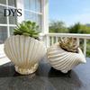 Coastal Home Decor Seashell Conch Succulents Planter, Resin Ocean-Themed Flower Pot with Drainage Hole, Planter Beach Shell for Garden Windowsill,