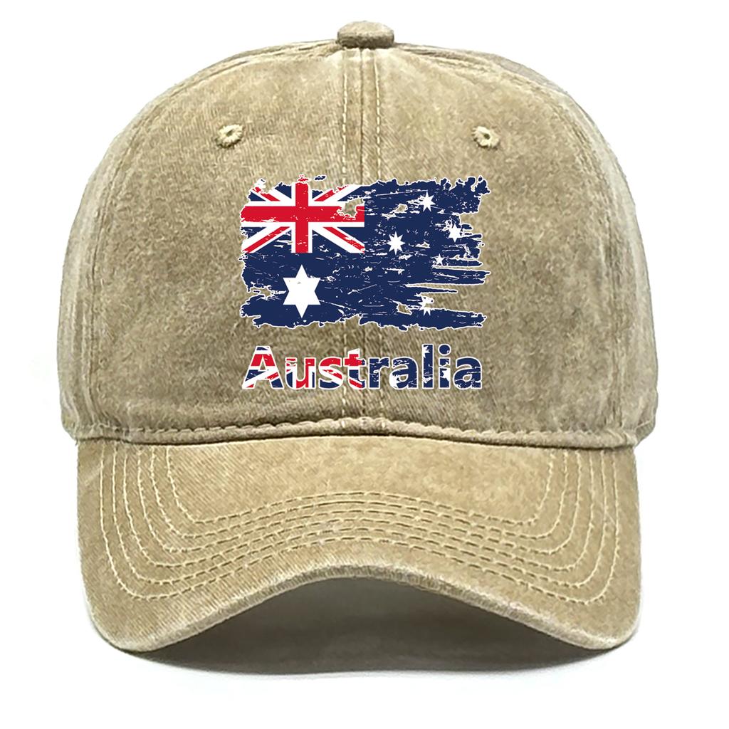 Retro Style Australian Flag Print Snapback Sun Hat Caps For Woman Washed Retro Vintage Adjustable Baseball Caps High Quality Cap