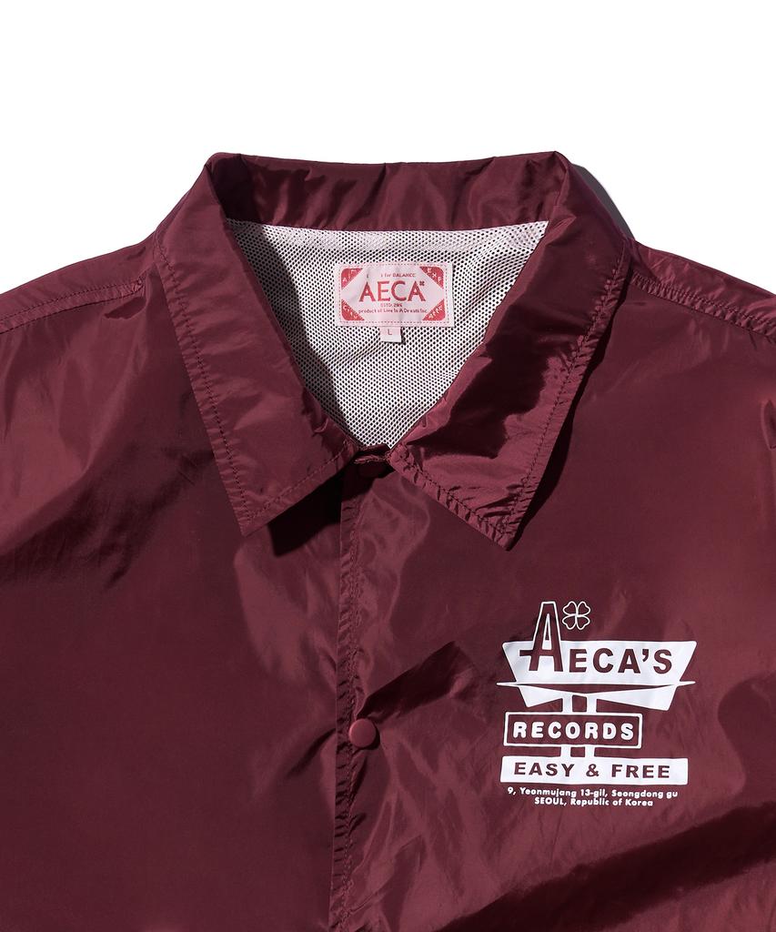 Aeca Aeca Record Shop Nylon Coach Jacket-Burgundy