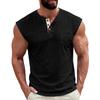 Ärmelloses Henley-Hemd für Herren mit Knopfleiste, Rundhalsausschnitt, lässig, Muskelpassform, mit Brusttasche für Sommerliche Outdoor-Aktivitäten