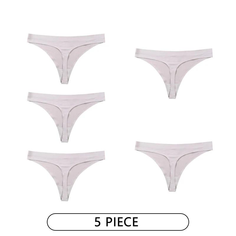

5 шт./лот, женские сексуальные трусики с низкой талией, нижнее белье, однотонные соблазнительные женские стринги, бесшовные мягкие трусы XL