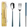 In-Stock Stainless Steel Portable Cutlery Set: Travel Flip-Top Case with Fork, Spoon, and Chopsticks