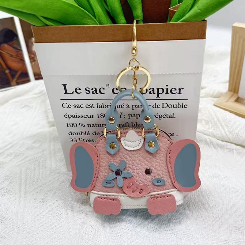 Mini Lychee Patroon Olifant Portemonneetje Oortelefoon Tasje Sleutelhanger Creatief Schattig Tas Hanger Kan Andere Kleine Items Bevatten