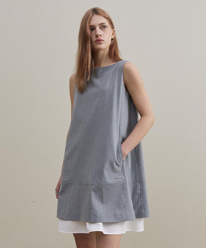 ARTID Boat Neck Layered Mini Dress_Grey