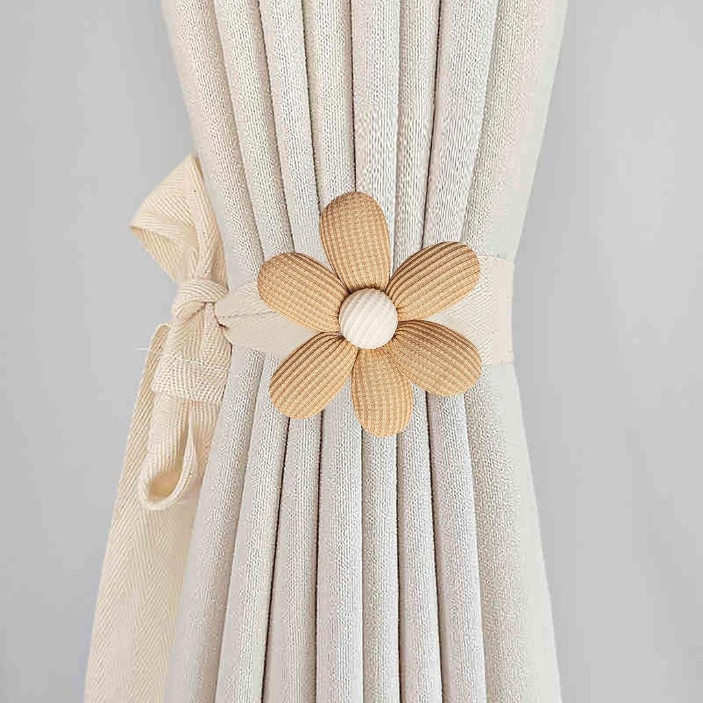 Curtain Tiebacks, Boho Decor Holdback Farmhouse TieBacks for Blackout/Sheer Curta, Cute Flower Curtain Ties Decorative Rope for Bedroom Window