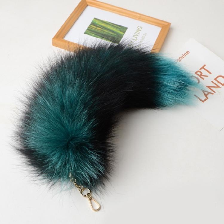 Gradient Foxes Furs Tail Pendant Keychain Keys Holder for Purse Bag Decoration