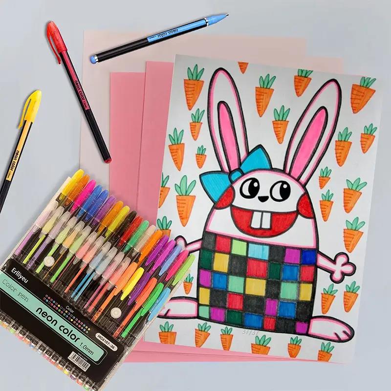 60-Count Vibrant Gel Pens Set - Fine Point Art Markers for Adult Coloring Books, Doodling, Scrapbooking, Writing - Students