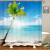 Bathroom Waterproof Shower Curtain Sunset Dusk Beach Scenery Seaside Printing Polyester Home Decoration Curtain With Hook