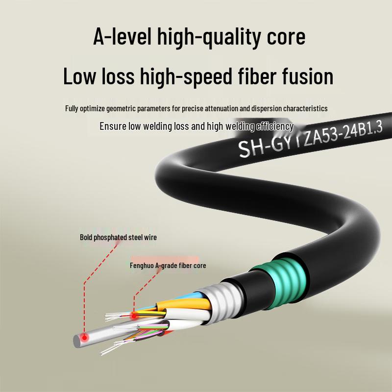 Suhao GYTZA53 Outdoor 24-Core Single-Mode Fire-Resistant Armored Fiber Optic Cable