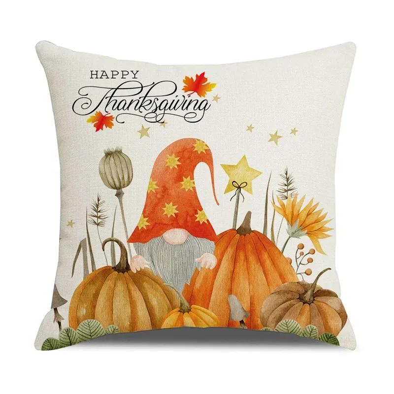 45X45cm Happy Thanksgiving Cushion Cover Fall Home Pumpkin Decorative Throw Pillows Sofa Cushions Maple Leaf Pillowcase 2023 New