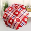1pc Floral Checkered Automatic Folding Umbrella, 8-Rib Sturdy Canopy, Portable Travel Umbrella for Outdoor Use