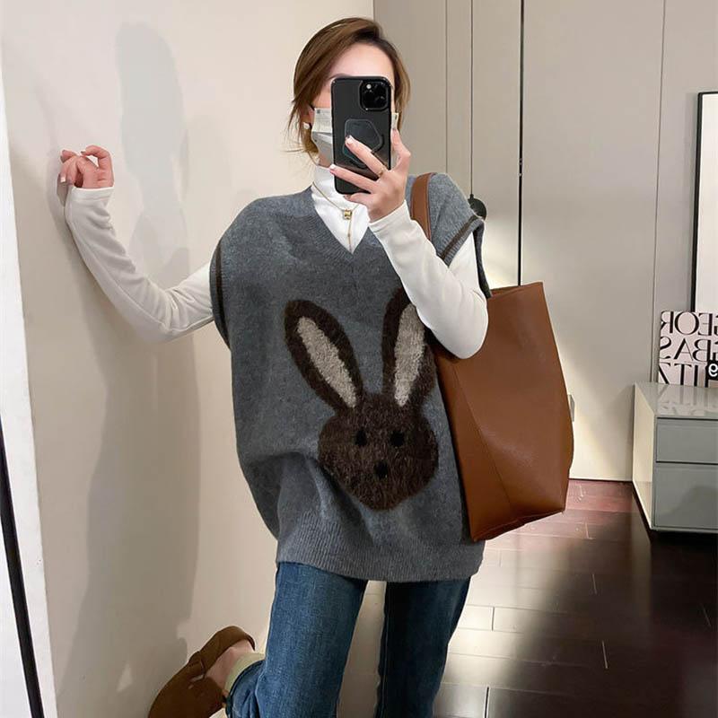Sleeveless Knitted Vest Women Autumn and Winter Loose Slim Hundred Canvas Pullover Vest Top