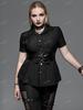 Rosegal Gothic Jacquard PU Leather Lace-up Corset Shirt