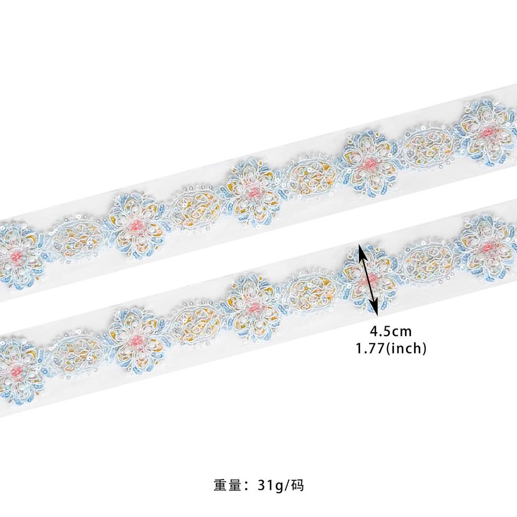 Mesh Hollow Blue Strand Beads Embroidery Barcode Clothing Dress Luggage Skirt Decorative Lace Accessories