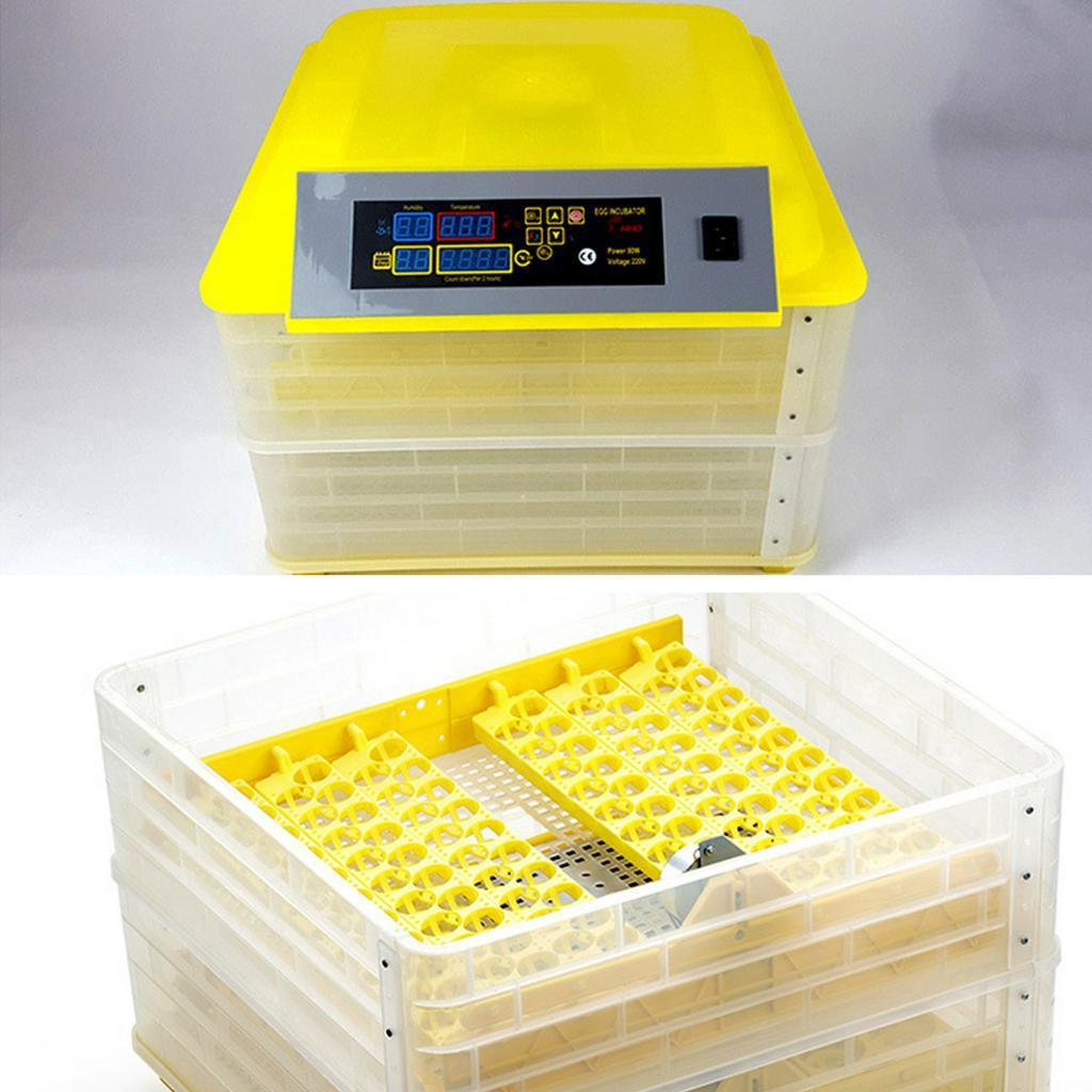 220V 96 Eggs Incubator Double Layers Full Automatic Hatching Machine for Chicken Duck Smart Control +12V LCD Display 58x54x35cm