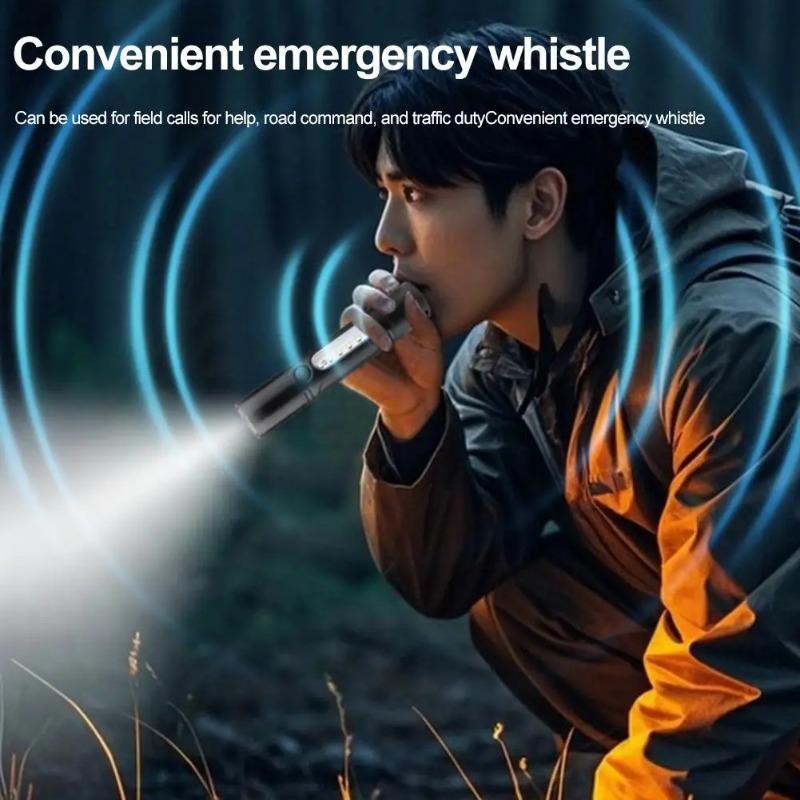 Mini Portable LED Flashlight Key Torch Camping Light Outdoor Waterproof Ultralight Fishing Hiking Emergency Lamp With Whistle
