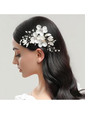 Kristall Perle Blume Haarspangen Elegante Kopfbedeckung für Frauen Kostbare Juwelen Braut Hochzeit Haarschmuck