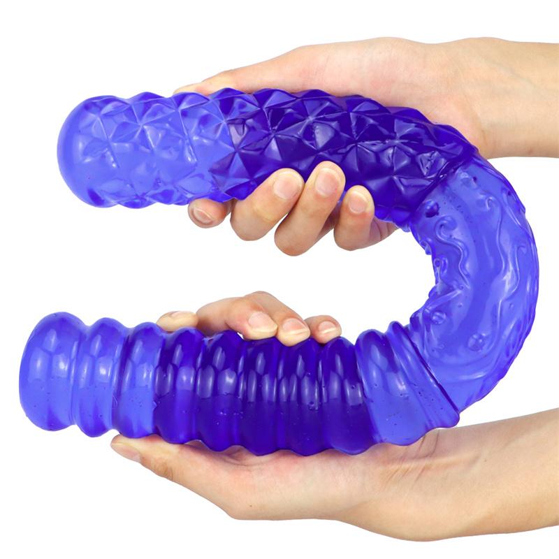 Blue Double-headed Gold Hoop for Women's Double-headed Dildo Oversized Thick and Long Dildo Anal Plug