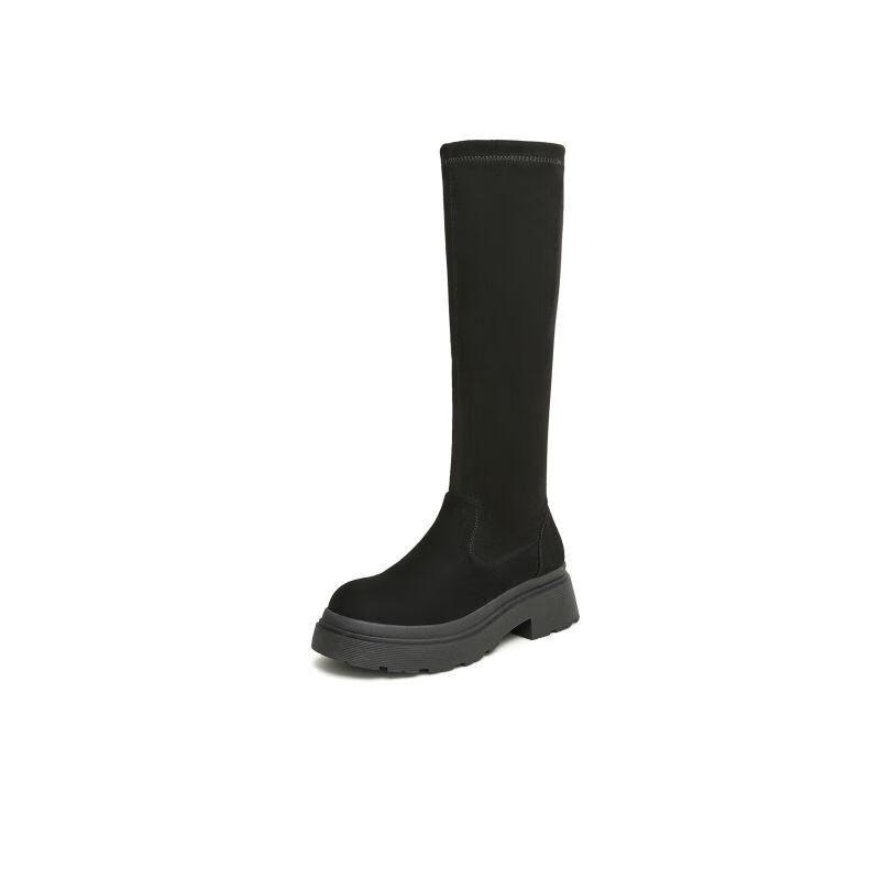 TEENMIX Women s Chunky Heel Long Fashion Boots 39 чёрный