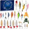 Christmas Fishing Advent Calendar 2024, 24 Days of Surprise Lures Countdown Fish Tackle Set, Surprise Xmas Blind Box Countdown Gift for Father