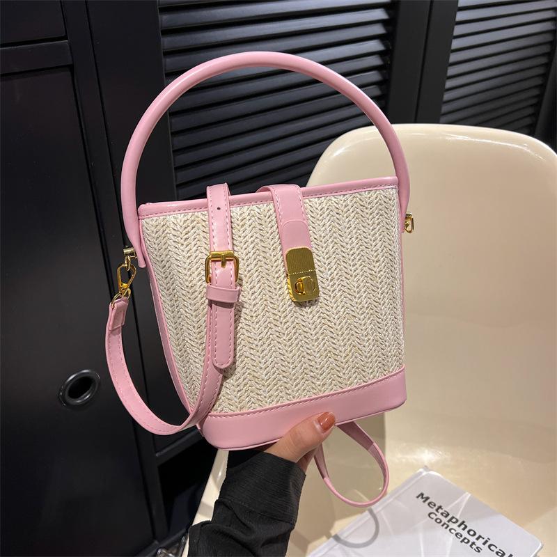 Bag Women's New Solid Color Messenger Bag Versatile Portable Bucket Bag